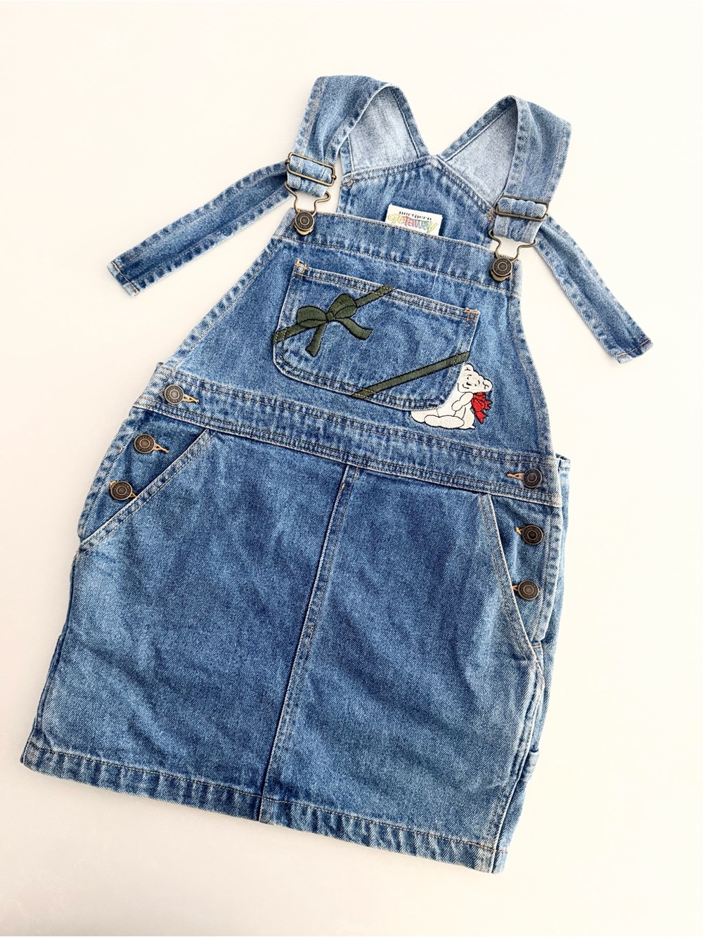 Rare Vintage 90s Northern Getaway Denim Overall Dress • Kids XS (4-5T)